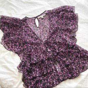 LC Lauren Conrad Flutter Sleeve Top SZ S